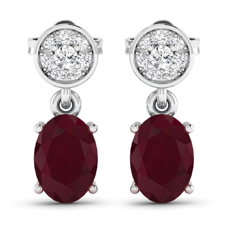 Pair of 14k Gold Ruby and Diamond Earrings