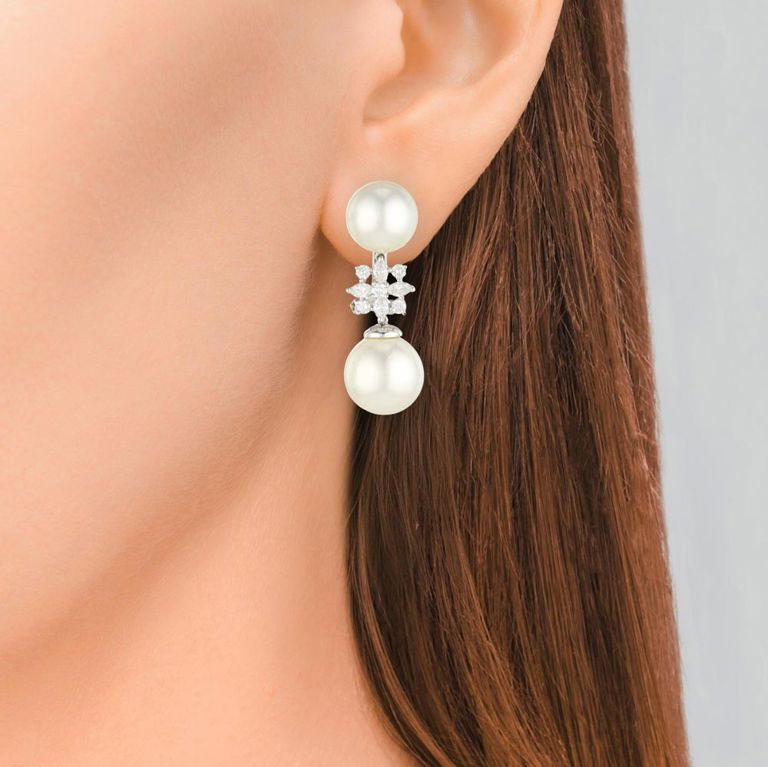 Pearl and Diamond Earrings