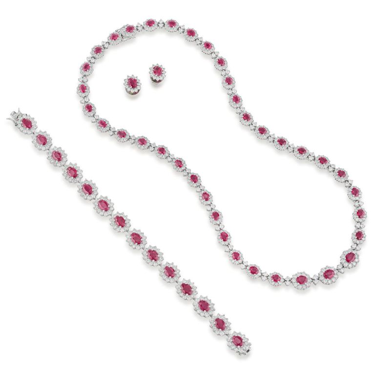Ruby and Diamond Jewelry Set
