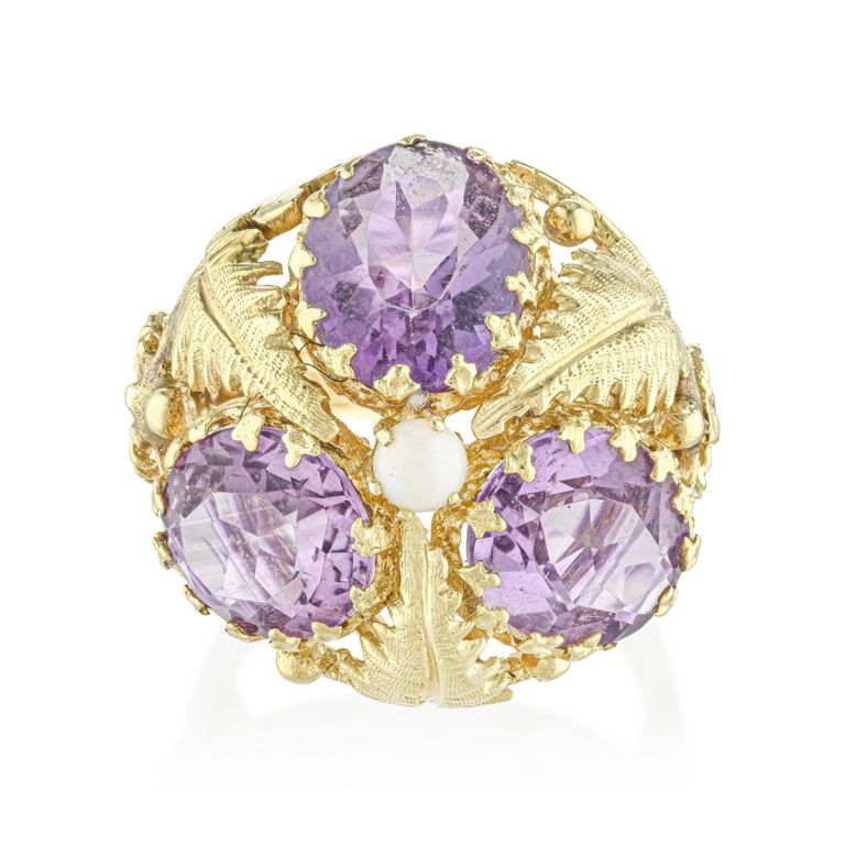 Vintage Amethyst and Opal Ring