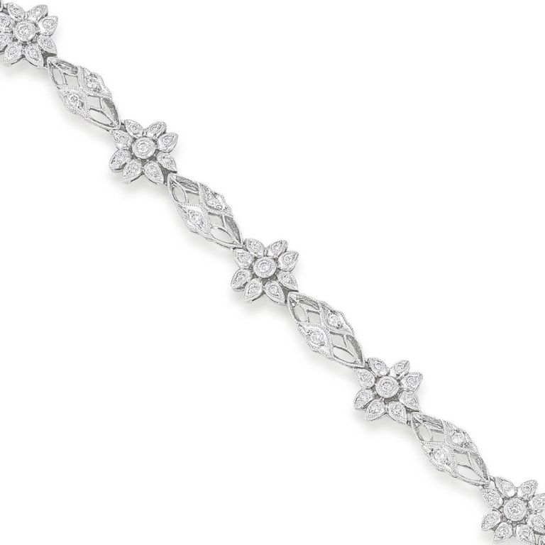 Diamond Flower Link Bracelet