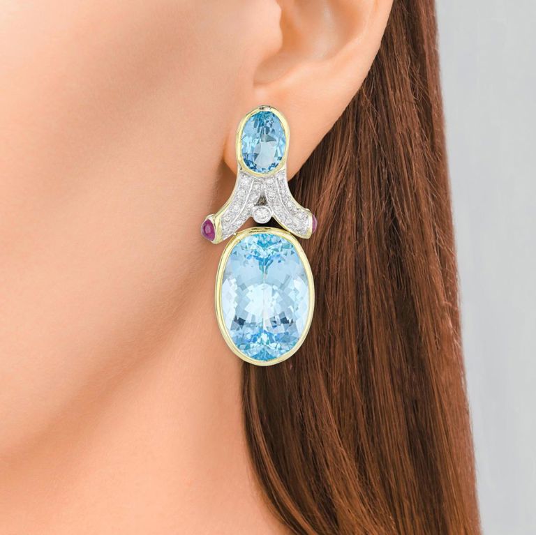 Blue Topaz and Diamond Earrings