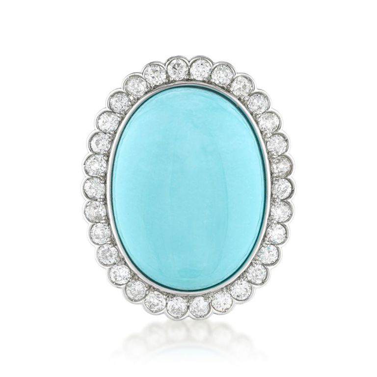 Platinum Turquoise and Diamond Ring