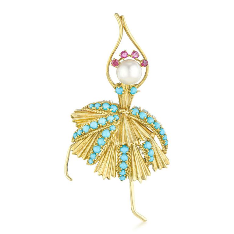 Vintage 18k Gold Pearl Brooch