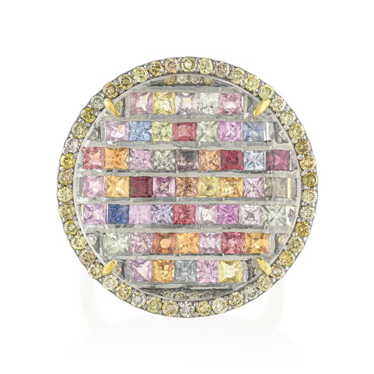 Sapphire Rock Crystal and Diamond Ring