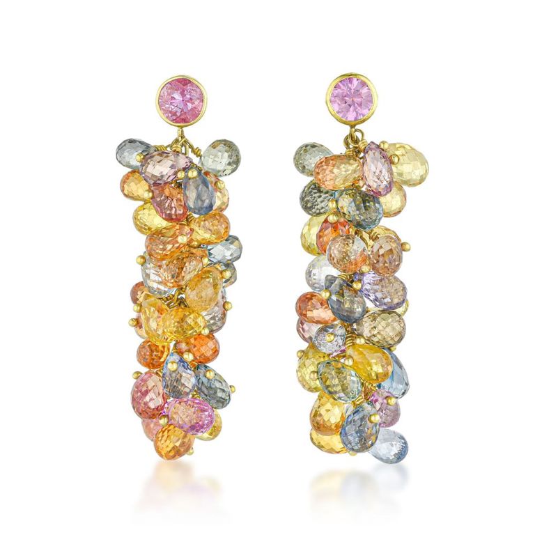 18k Gold Multigemstone Earrings