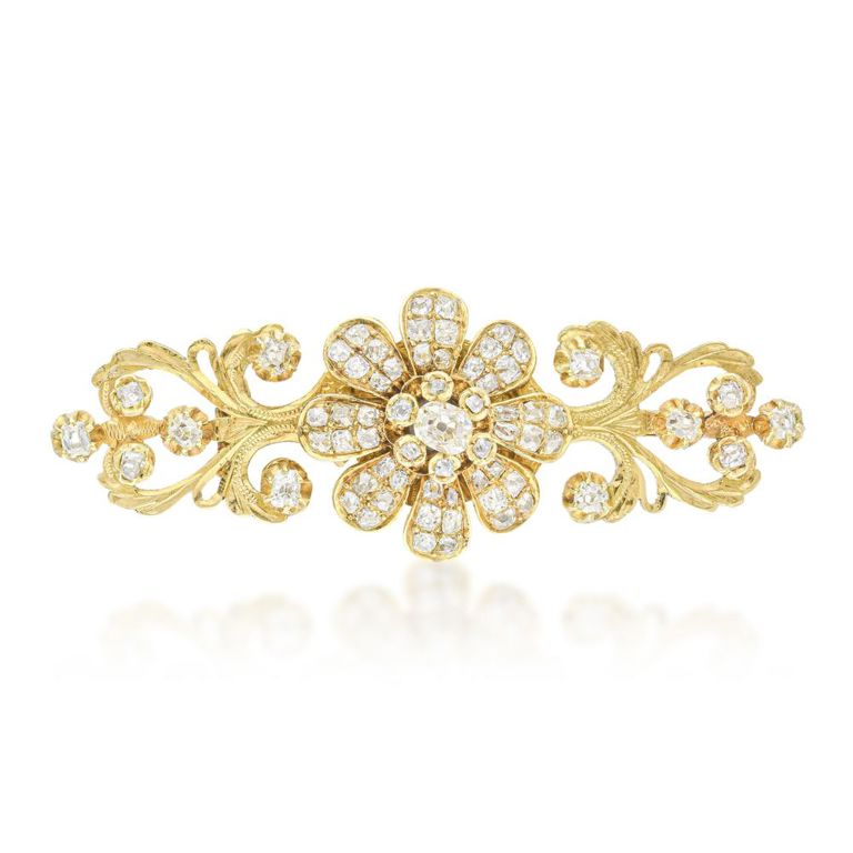 Vintage Diamond Flower Brooch