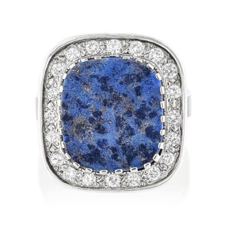 18k Gold Lapis Lazuli and Diamond Ring