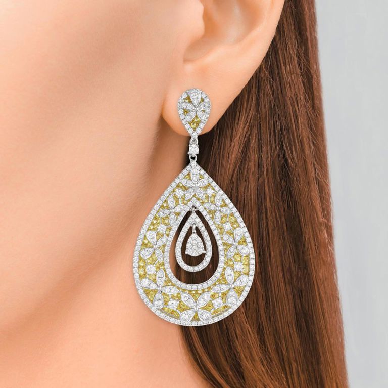 18k Gold Sapphire and Diamond Earrings