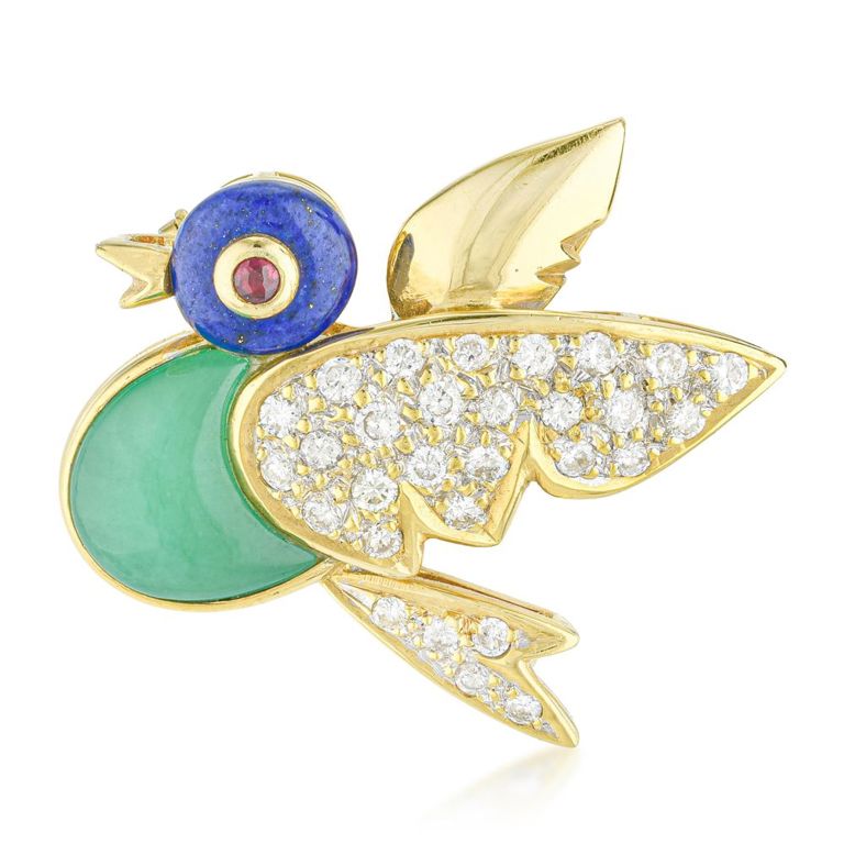18k Gold Bird Brooch