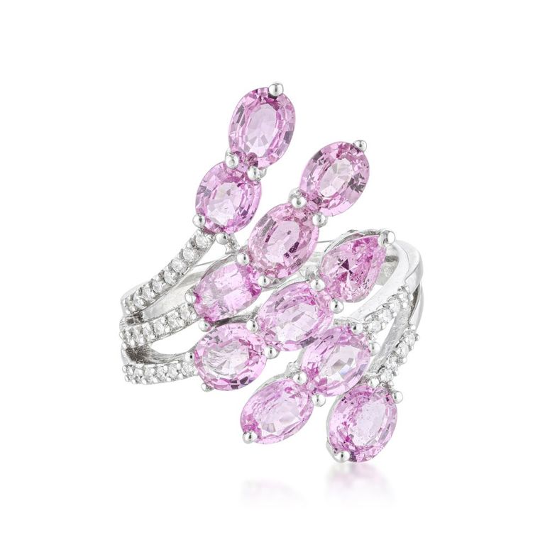 18k Gold Pink Sapphire and Diamond Ring