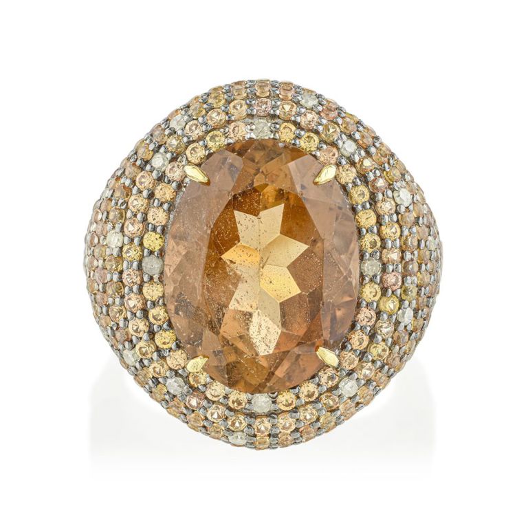 Imperial Topaz Sapphire and Diamond Ring