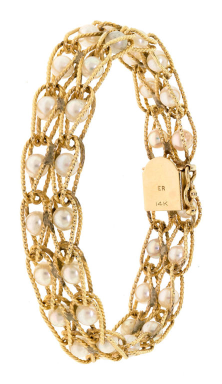 14k Gold Cultured Pearl Bracelet