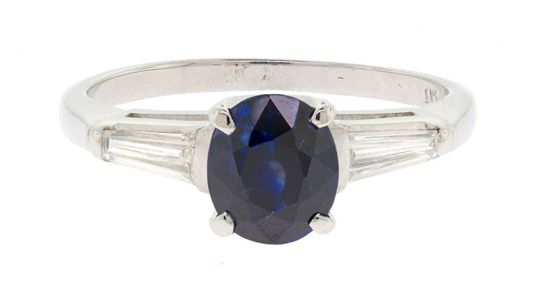 Platinum Sapphire and Diamond Ring