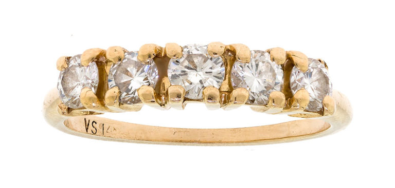 14k Gold Five-Stone Diamond Ring