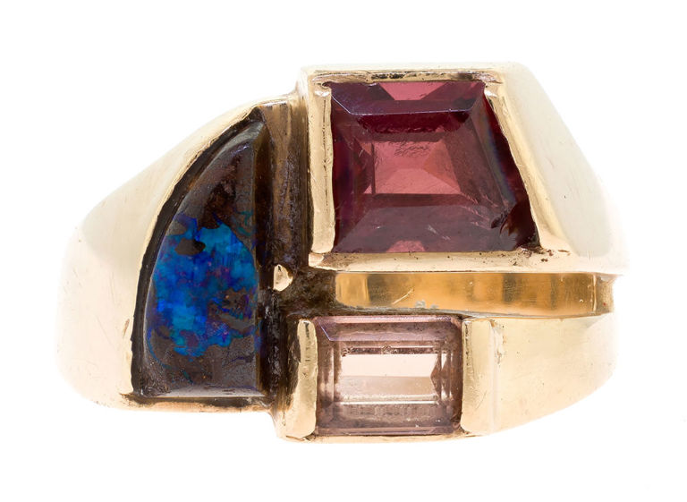 14k Gold Spinel, Topaz and Opal Ring