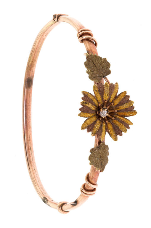 12k Tri-Color Gold Diamond Flower Bracelet