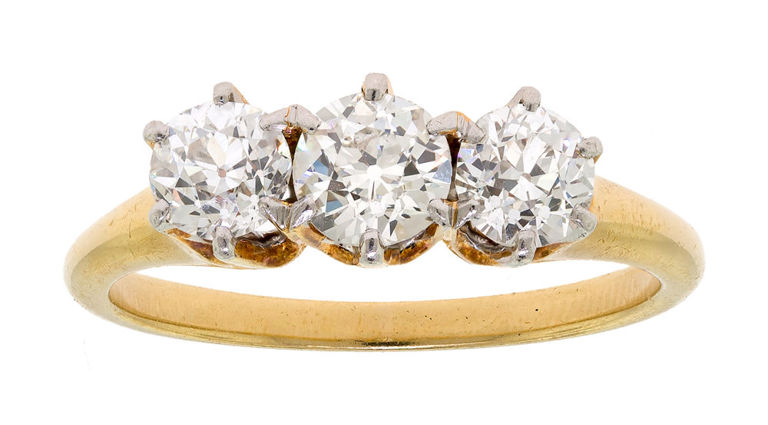 18k Gold Diamond Three-Stone Ring