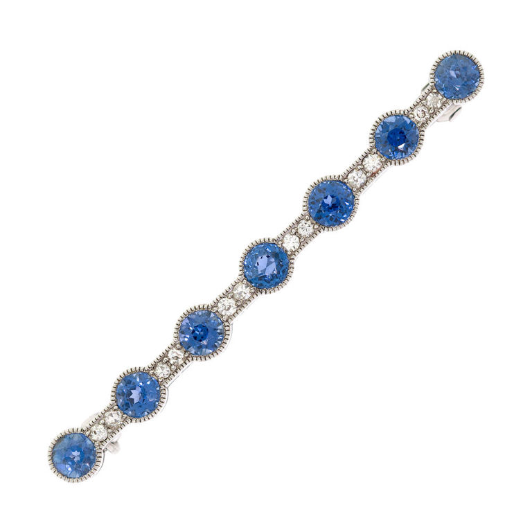 Sapphire and Diamond Bar Brooch