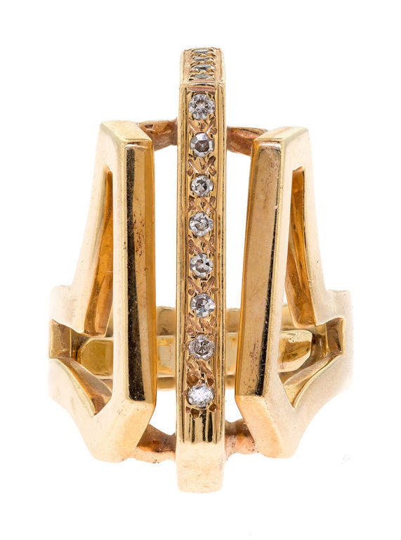 14k Gold Diamond Geometric Ring