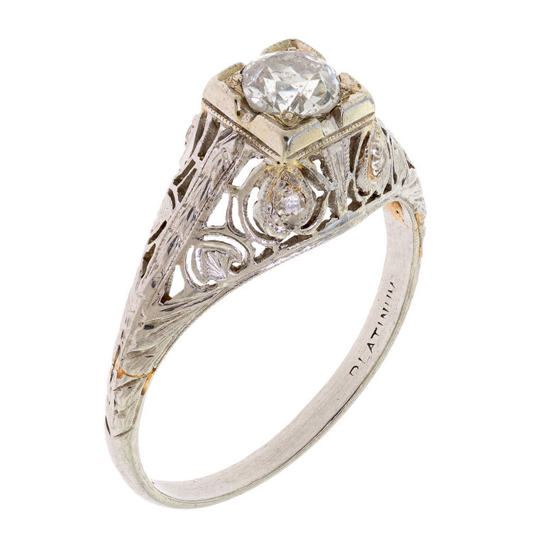 Platinum Diamond Filigree Ring