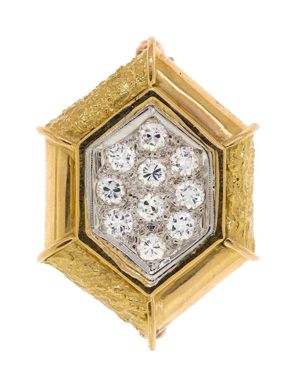 18k Yellow Gold Diamond Brooch/Pendant