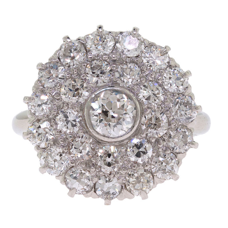 9k White Gold Diamond Cluster Ring