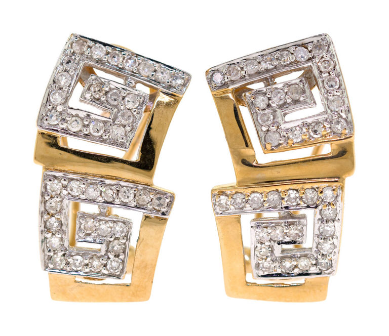 14k Yellow Gold Diamond Earrings
