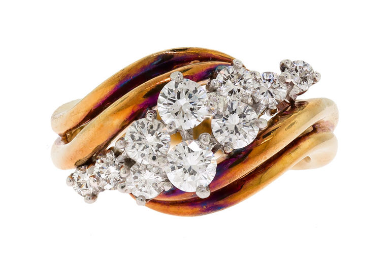 18k Gold Diamond Bypass Ring
