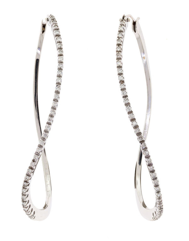 Pair of 18k White Gold Diamond Hoop Earrings