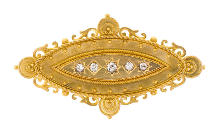 15k Yellow Gold Diamond Brooch