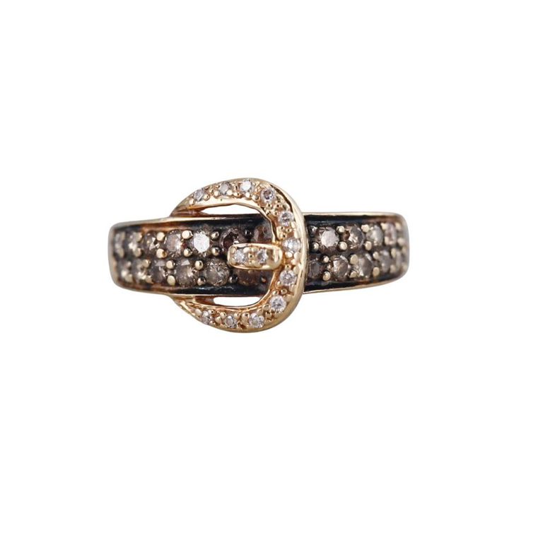 14k Gold Diamond Buckle Ring