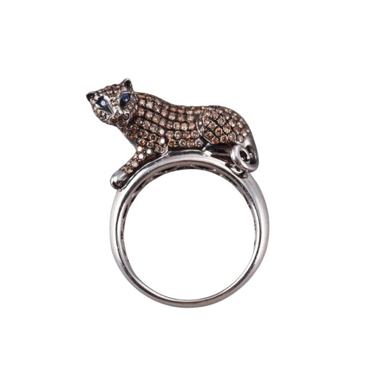 14k Gold Diamond Panther Ring