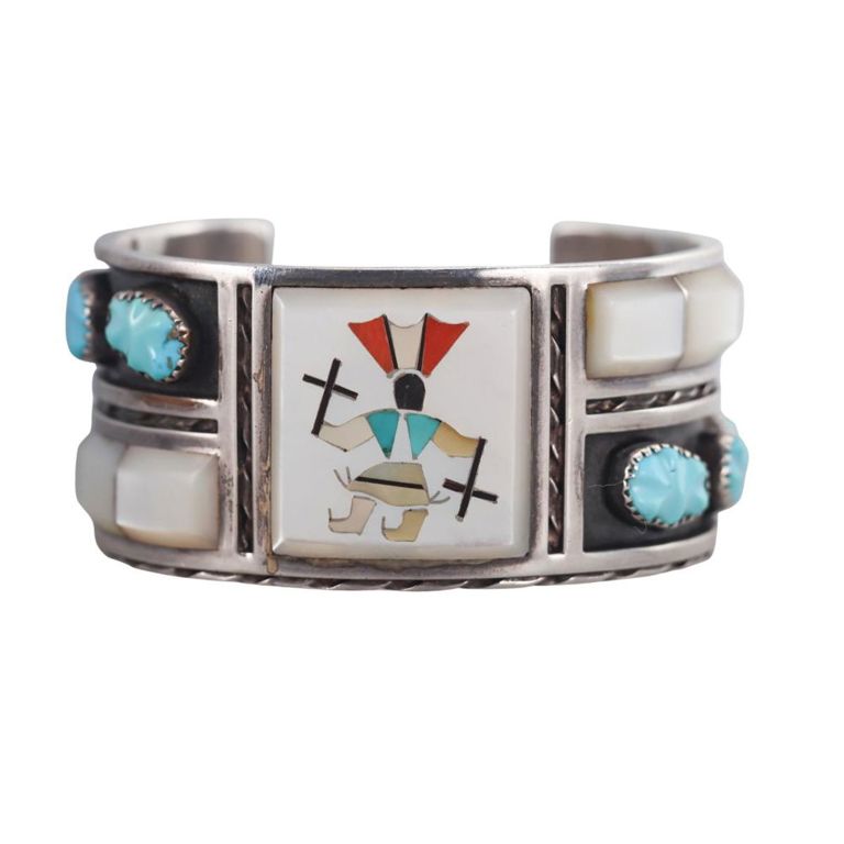 Silver Turquoise Coral Onyx Bracelet