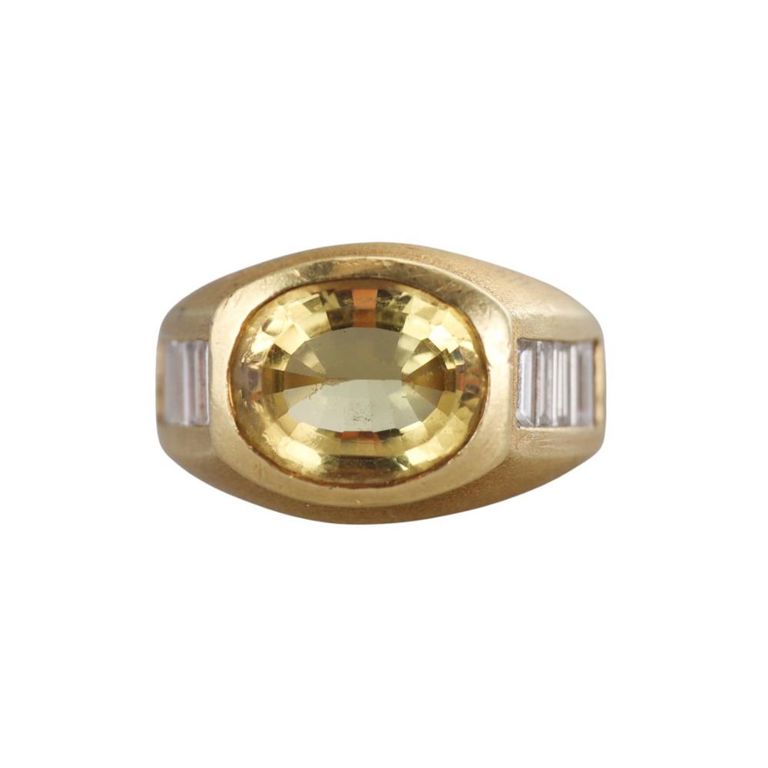 18k Gold Chrysoberyl and Diamond Ring