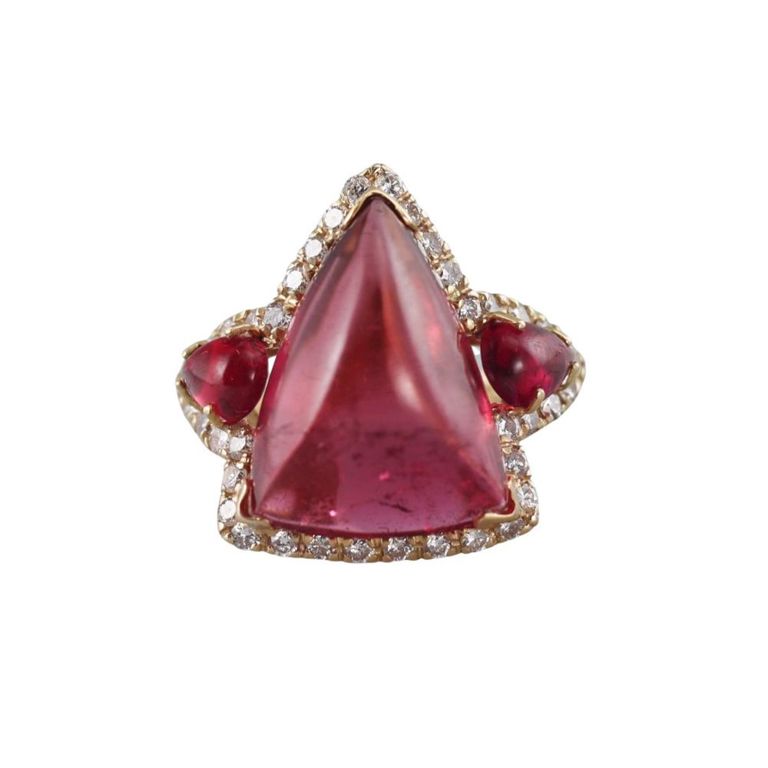 18k Gold Tourmaline and Diamond Ring