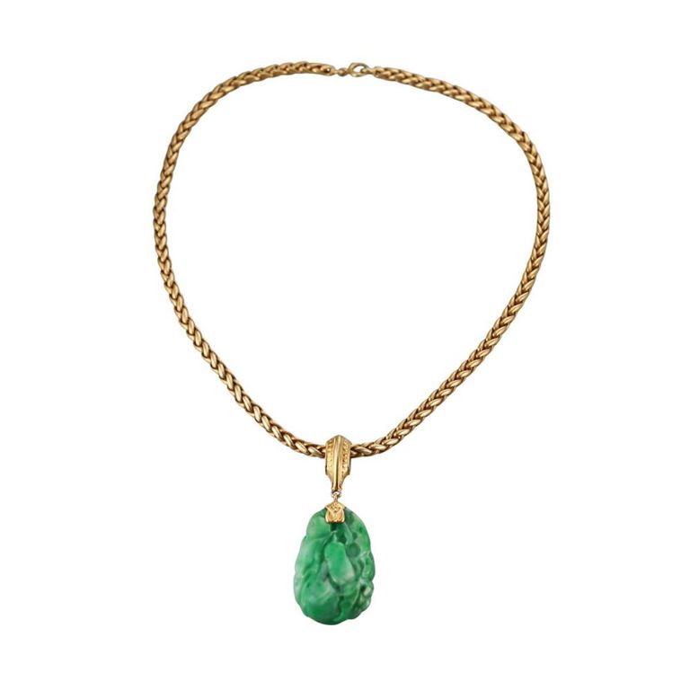 14k Gold Jade Pendant Necklace