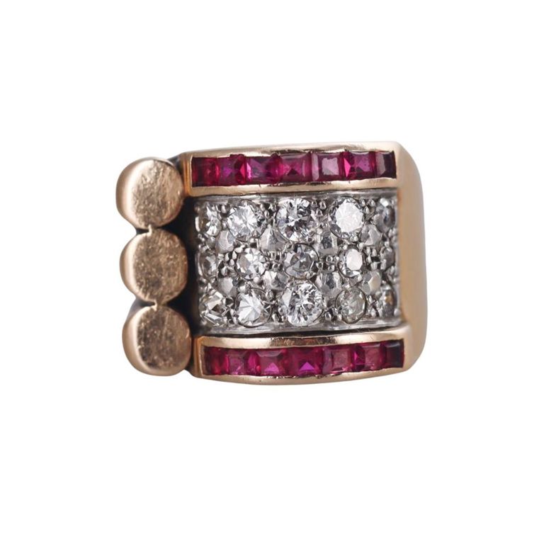 18k Gold Ruby and Diamond Ring