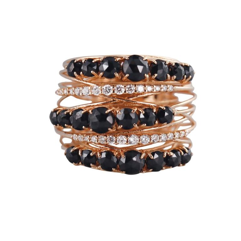 18k Rose Gold Diamond and Black Spinel Ring