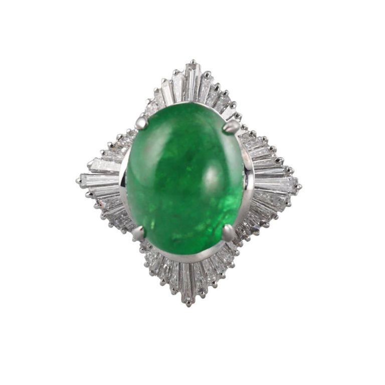 Platinum Tsavorite and Diamond Ring