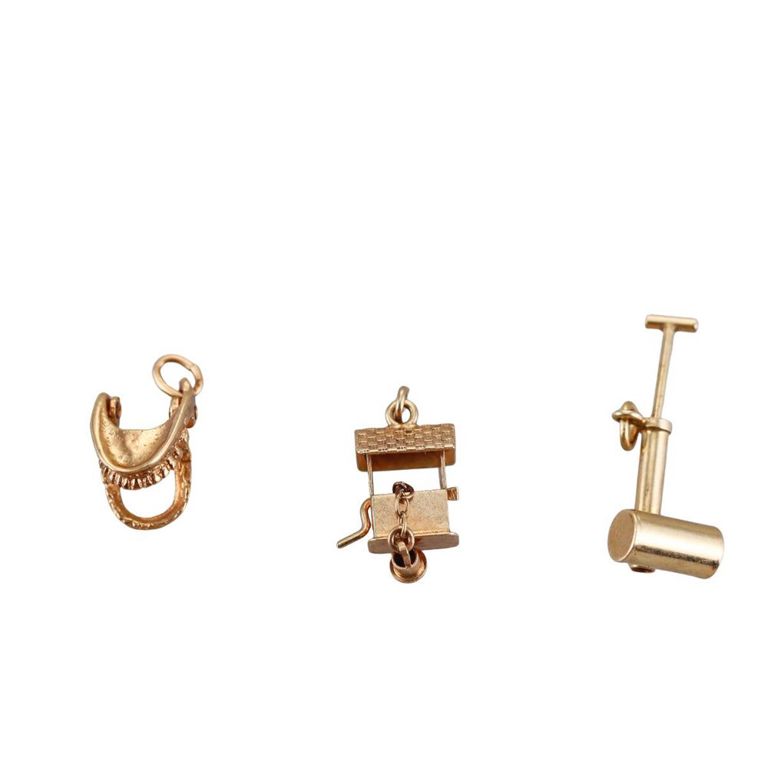 Set of 6 14k Gold 3D Charms
