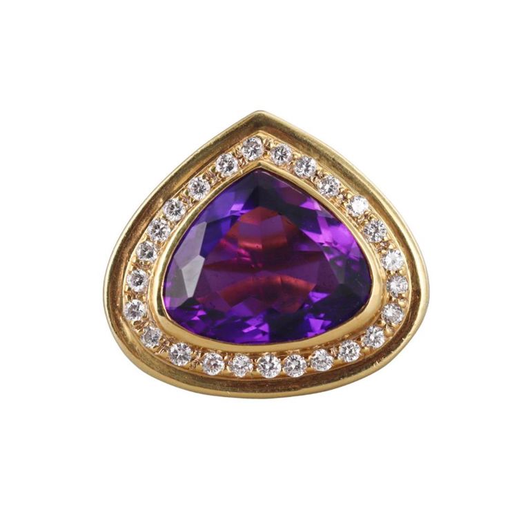 18k Gold Amethyst and Diamond Ring