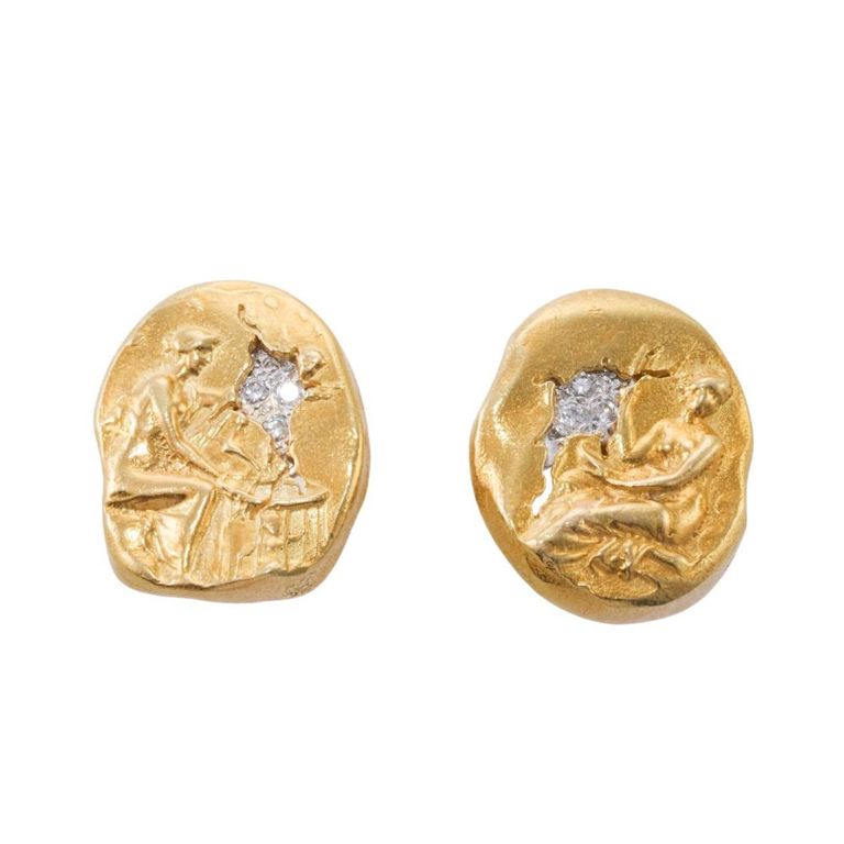 18k Gold and Platinum Diamond Earrings