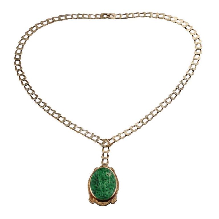 14k Gold Jade Pendant Necklace