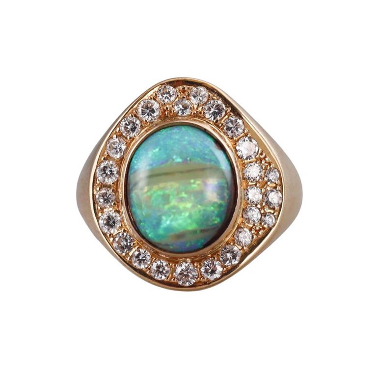 18k Gold Opal Diamond Ring