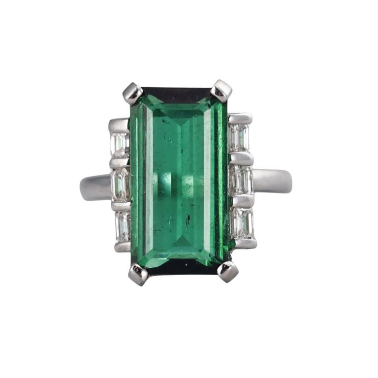 Metal and Platinum Tourmaline Ring