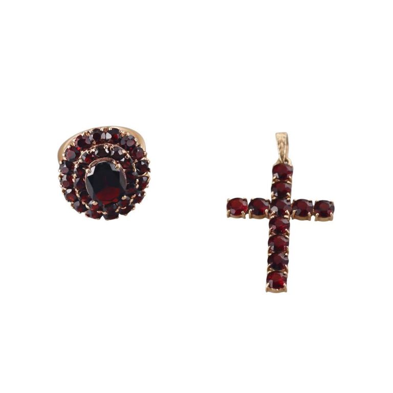 Set of 2 Gold Garnet Jewelry