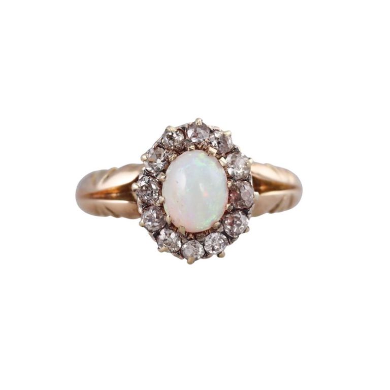 15k Gold Opal and Diamond Ring