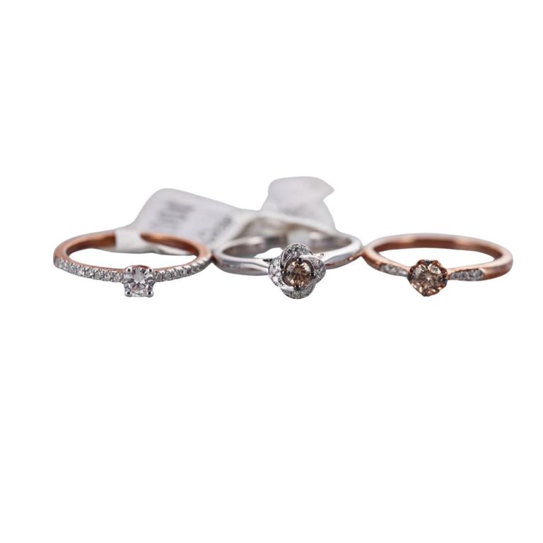 Set of 3 9k Gold Diamond Rings