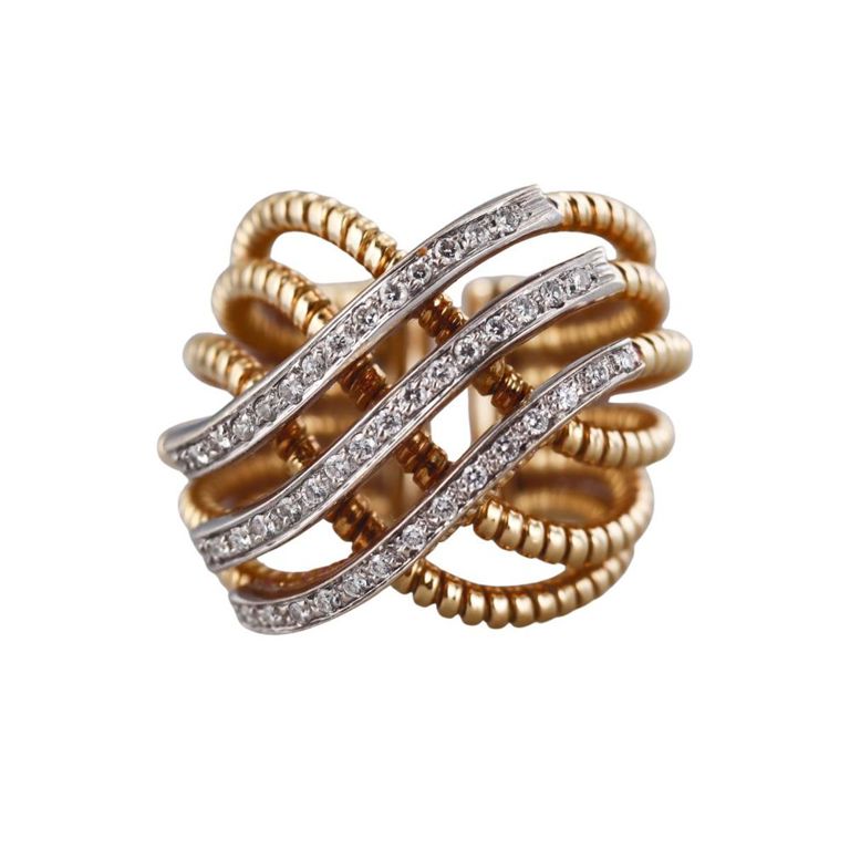 18k Gold Diamond Dome Ring